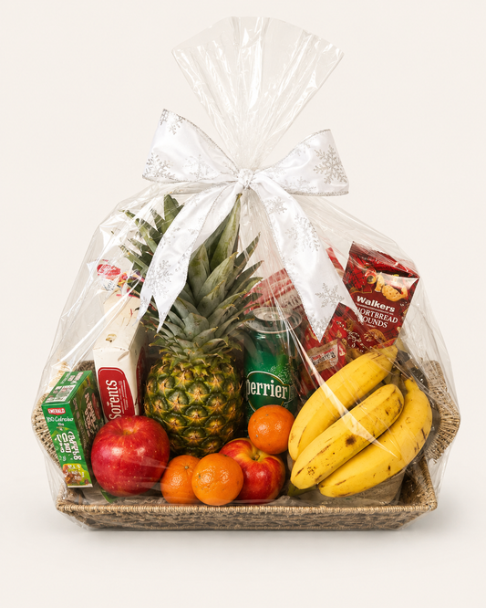 Fruitful Delights fresh fruit and gourmet gift basket with assorted treats
