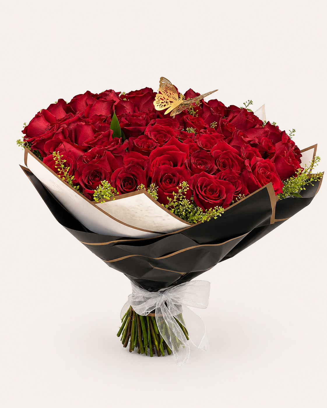 Endless Love luxury hand-tied bouquet of red roses with elegant wrapping