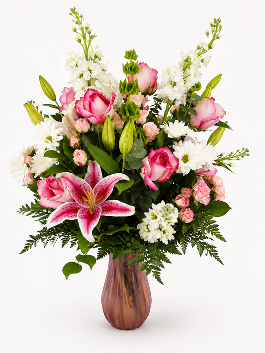 Rosé Reverie elegant pink and white floral arrangement