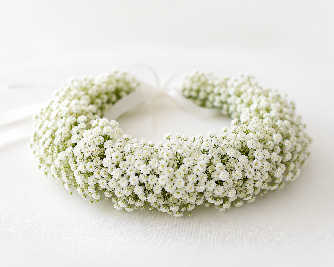 White baby’s breath bridal flower crown for a wedding