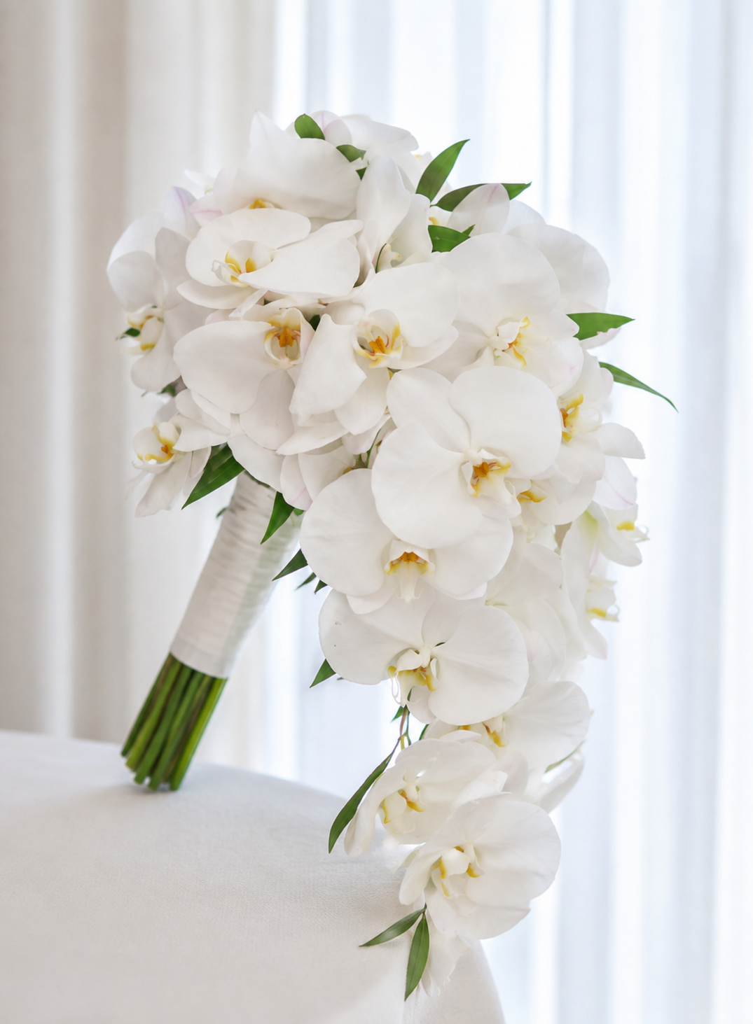 White Orchid Cascade Bouquet
